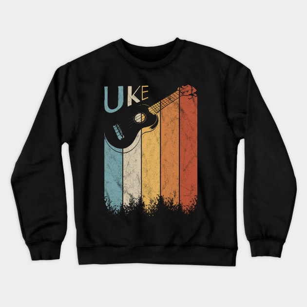 Hawaiian Retro Style Rainbow Ukulele Uke Crewneck Sweatshirt by SkizzenMonster